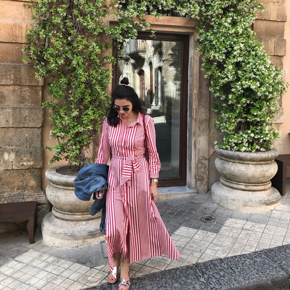 Zara Cotton Striped Tunic Dress